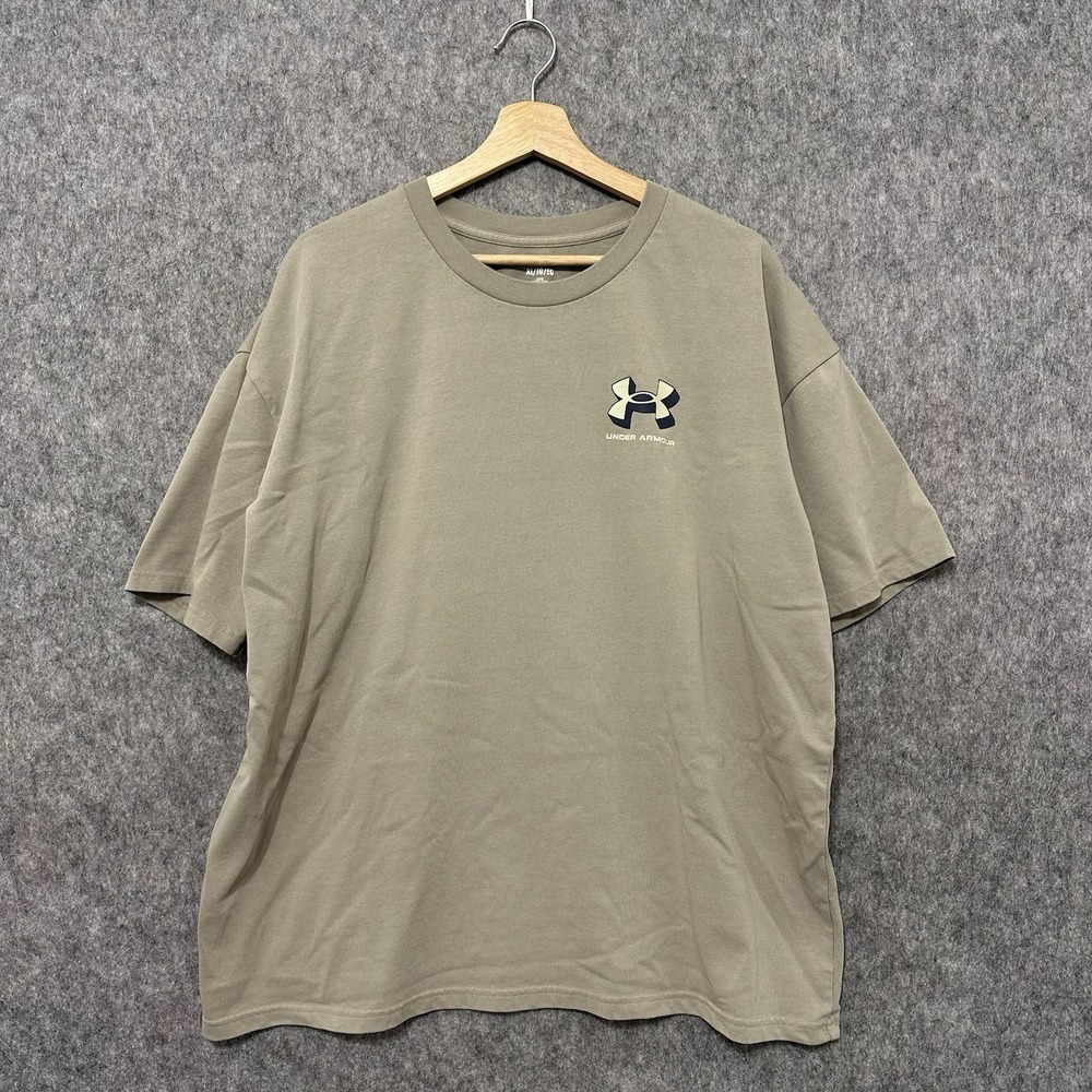 Under Armour Men's XL Brown Tan Loose Fit Logo Short Sleeve T-Shirt